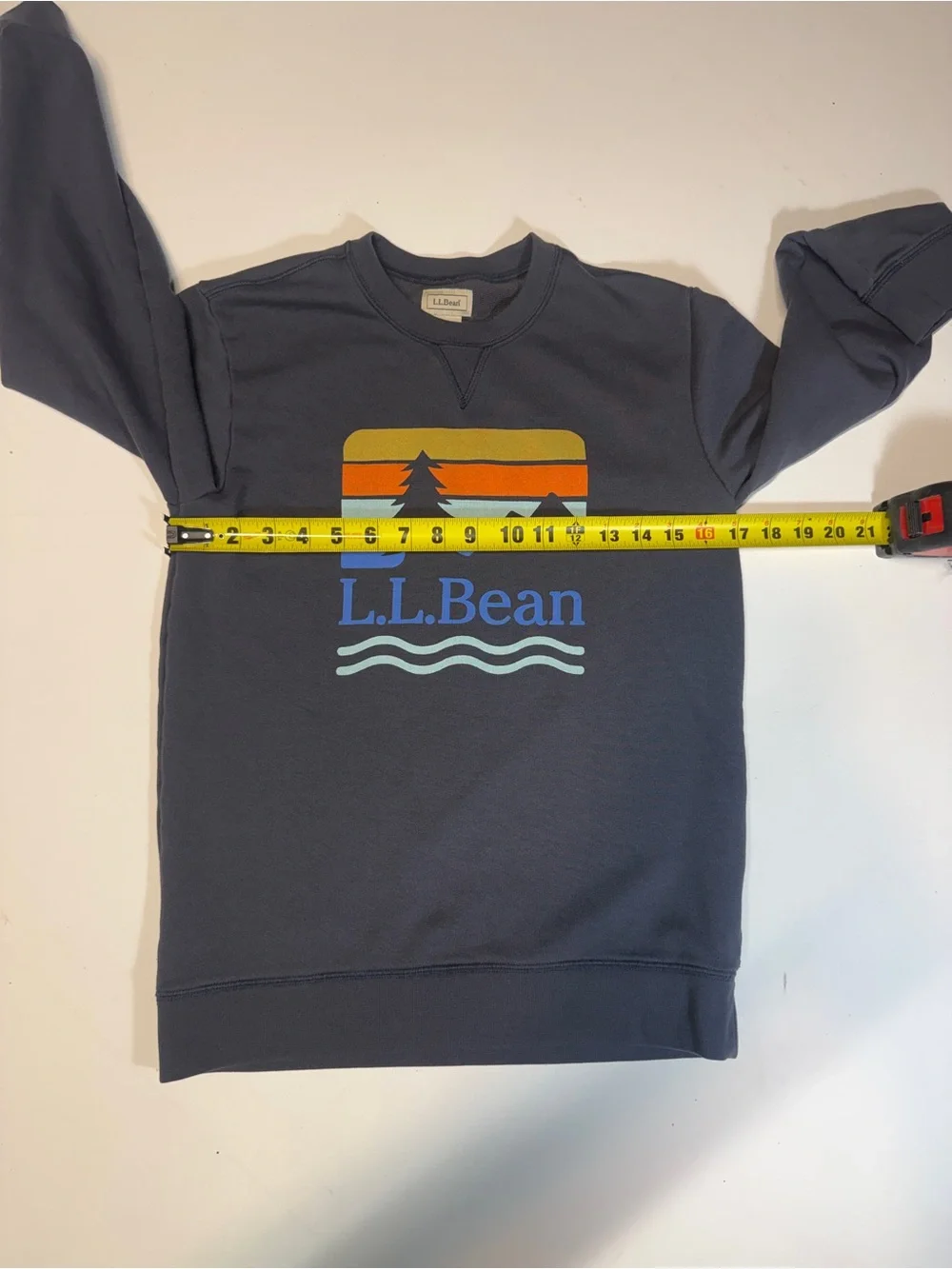 L.L. Bean Navy Kids Graphic Crewneck Sweatshirt with Sunset Logo